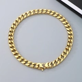 Men's Cuban link chain necklace in gold vacuum plating with flat curb link design - Double Loop Buckle (13mm Width) / 45cm / Gold