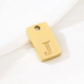 Minimalist gold square titanium steel pendant featuring a carved letter J detail - Letter J(KLJ9816-Z) / Gold