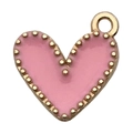Pink enamel heart charm pendant with gold plating for DIY necklace and jewelry making - 1Pc Heart Shape 13x13mm