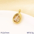 Gold stainless steel teardrop pendant with clear gemstone, 12x7mm jewelry charm - Clear Style (KLJ10218-ZLA)