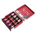 Set of four rainbow stainless steel Christmas spoons in a festive red gift box detail - 4-Piece Set (Gift Box) / AB Color