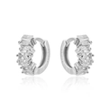 Silver S925 sterling silver hoop earrings with rectangular cubic zirconia eternity design - Silver with White Baguette Zircon Hoop (Silver Earring Post)