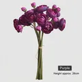 Artificial purple ranunculus bridal bouquet, 26cm silk flower bunch for home wedding decor - Height approx 26cm / Purple