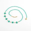Bohemian style 18K gold plated flower necklace with vibrant green crystal beads - Necklace / Green