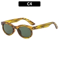 Retro oval sunglasses with tiger stripe frame and green lenses for outdoor fashion - Grain Frame Dark Green Lens