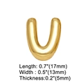 Macro shot of 17mm gold balloon letter U charm showing dimensions and polished finish - Gold V