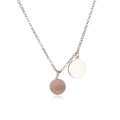 Detailed view of gold round pendant necklace with pink natural stone and steel chain - Steel Pink Zebra