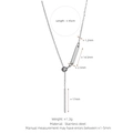 Silver stainless steel Y-shaped necklace with bar pendant and 45cm chain dimensions - Adjustable Necklace Chain / Silver