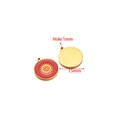15mm red enamel round sun charm in golden stainless steel with 1mm hole for jewelry DIY - 15mm Gold Round Sun (Red/Orange)
