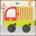 Children's wooden peg puzzle featuring a colorful cartoon truck for early learning - 1 Truck Jm