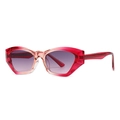 Occhiali da sole cat-eye moderni con montatura geometrica sfumata rosa e rosso - Montatura Sfumata Rossa Lente Doppia Grigia