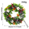 Ghirlanda autunnale di eucalipto da 45cm con zucche arancioni e bacche su bianco - Ghirlanda di Eucalipto e Zucca / 45cm