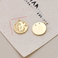 Detailed macro view of 15mm vintage gold coin pendant with female relief and star motifs - 5# Portrait Starry Sky
