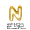 Detailed view of 3D gold-plated letter N charm with dimensions 16x12x5mm for DIY bracelets - Gold N