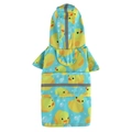 Waterproof blue dog raincoat featuring cute yellow duck prints and safety reflective strips - Bathing Duck (YY43)