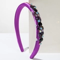 Elegante cerchietto in raso viola con strass colorati scintillanti da donna - Viola
