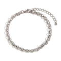 Bracciale in acciaio inossidabile argento con maglie a spiga e chiusura a moschettone - Color Acciaio