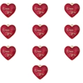 Dieci ciondoli a cuore rosso glitterato con scritta Love you dorata per gioielli DIY - Stile 1-Cuore Love You / Confezione da 10