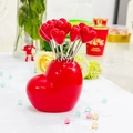 Cute heart-shaped red stainless steel fruit fork set with storage base for home decor - Slanted Red Heart Base + 10 Red Heart Forks