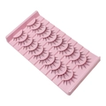 Close-up of five pairs of natural black eyelashes arranged on a pink plastic tray - Natural Style (LK01)