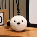 Porte-clés pingouin en peluche crème avec texture douce à presser et à suspendre - Mésange Beige