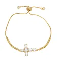 Elegante bracciale a croce dorato con zirconi e chiusura a scorrimento regolabile - Stile C