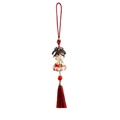 Traditional Tang lady figurine keychain with red silk tassel and lotus base - Blessing Lotus Pendant