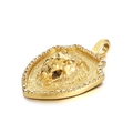Golden lion shield pendant with white rhinestones in a classic vintage hip-hop style - Lion Head Style (KP120272-KJX) / Gold