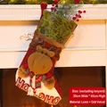 Christmas stocking with plush reindeer design, red fabric and 'HOHOHO' print 45cm size - Reindeer Style (076-C)