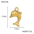 Ciondolo a forma di delfino dorato con misure dettagliate di 1,7 cm di altezza e peso - Pendente Delfino (HP2511B)