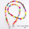 Colorful 120cm beaded phone crossbody strap with acrylic butterfly and flower charms - Mixed Color Wooden Butterfly