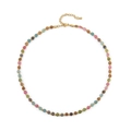 Handgemaakte ketting met gekleurde toermalijnkralen en gouden metalen accenten - 41+5cm / Lichte Kleur Toermalijn Ketting