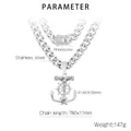 Collana da uomo in acciaio inox a catena cubana con pendente a croce e ancora - Acciaio inossidabile/Strass / Collana d'Oro (Pendaglio Ancora e Croce con Catena)