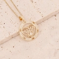 Golden MAMA pendant necklace with pavé cubic zirconia on stone texture background - Circle Heart MAMA Style(1#)