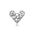 Elegant heart-shaped silver alloy brooch with pave-set marquise and round crystals - Heart Rhinestone Silver