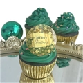 Golden acrylic Christmas cupcake topper with snowflake and Merry Christmas laser engraving - Gold Christmas Style 7