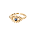 Anillo ajustable dorado con ojo de la suerte, gema azul y banda texturizada - Ojo 3 - Dorado