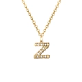 Minimalist 14K gold plated stainless steel necklace featuring a crystal paved letter Z pendant - Letter Z-14K Gold