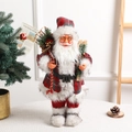 Standing Santa Claus doll in red plaid coat with gift bag for Christmas table decoration - 53cm*25cm