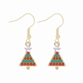 Detail van kerstboom oorbellen met kleurrijke strass steentjes en paarse ster - Rood Groen Strass Ster Kerstboom Oorbellen(EH981)