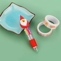 Mini multi-color ballpoint pen with red Santa Claus topper for Christmas gift - Christmas Series 6-Red Santa