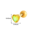 Golden heart stud earring with green opal stone inlay and 0.45cm width dimension - Heart Opal Style (921-4# Gold)
