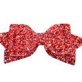 Red glitter bow straw accessory with sparkling multi-color sequins for DIY tumblers - Red