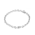 Polished silver stainless steel oval link chain bracelet with secure lobster clasp closure - 3mm / Steel