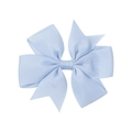 Handmade light blue grosgrain ribbon bow hair clip for babies with swallowtail design - Ice Blue