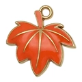 Creative orange maple leaf enamel pendant with gold trim for DIY jewelry making - 21x21mm Orange Maple Leaf (20296)