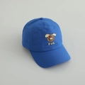 Detail view of the blue kids baseball cap with breathable side mesh and cartoon dog patch - 52-54cm (3-8 Years) / Blue
