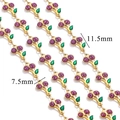Purple glitter cherry charm chain link in stainless steel for DIY jewelry making - Gold-Purple