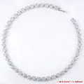 Detail view of 8mm silver-tone tennis necklace with micro-pave round zircons, 420mm length - Platinum White Zirconia Necklace (VL526)