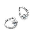 Minimalist S925 silver irregular stud earrings with round moissanite stones - 925 Silver / K White Gold (Moissanite)